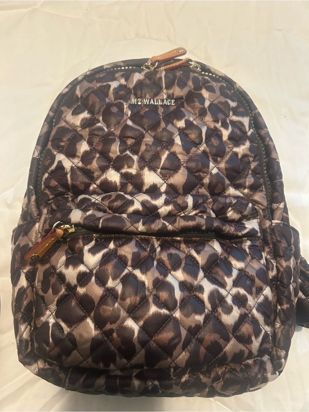 MZ Wallace Quilted Leopard-Print Backpack in Brown and Black